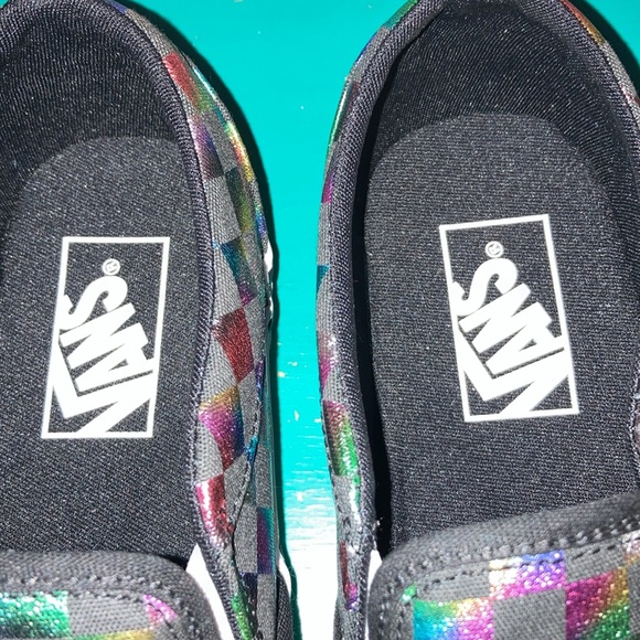 Vans Asher Iridescent Multi color Checkerboars. Women’s Size 8.5 - Picture 3 of 9